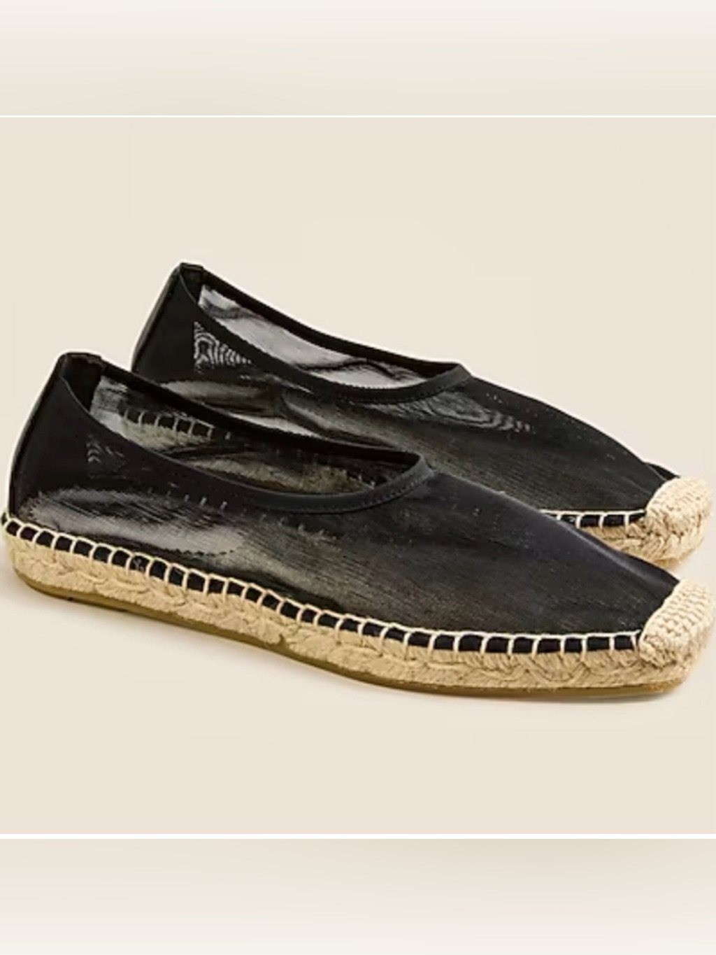 Nwot Women’s Jcrew Black Mesh Espadrille Flats - Lightweight Summer Slip-Ons